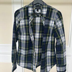 J.Crew Women's The Perfect Shirt Tartan Plaid Blue Button Down Shirt Size 4